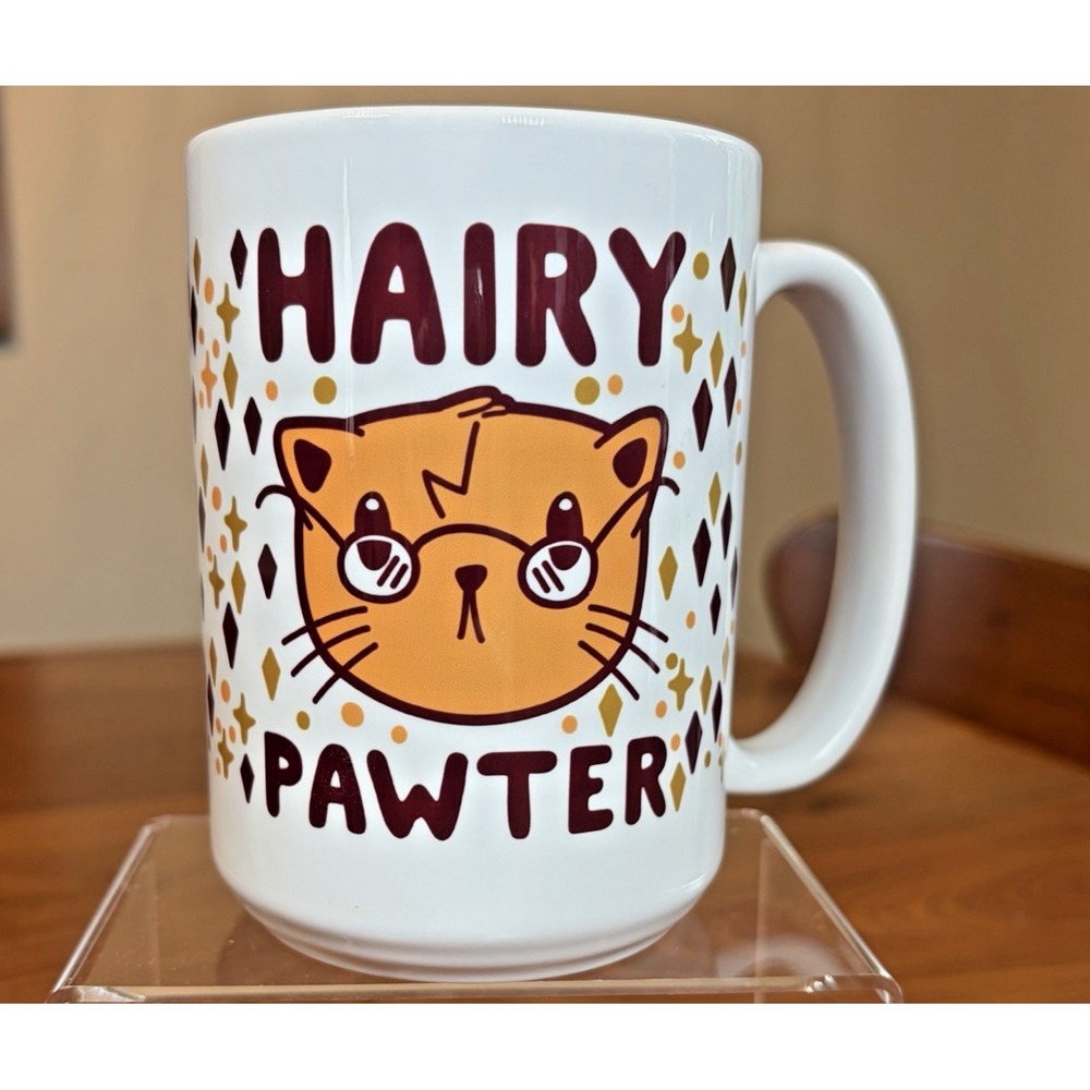 Hairy Pawter Mug Cat Harry Potter Coffee Cup Gryffindor Colors Humor Mug